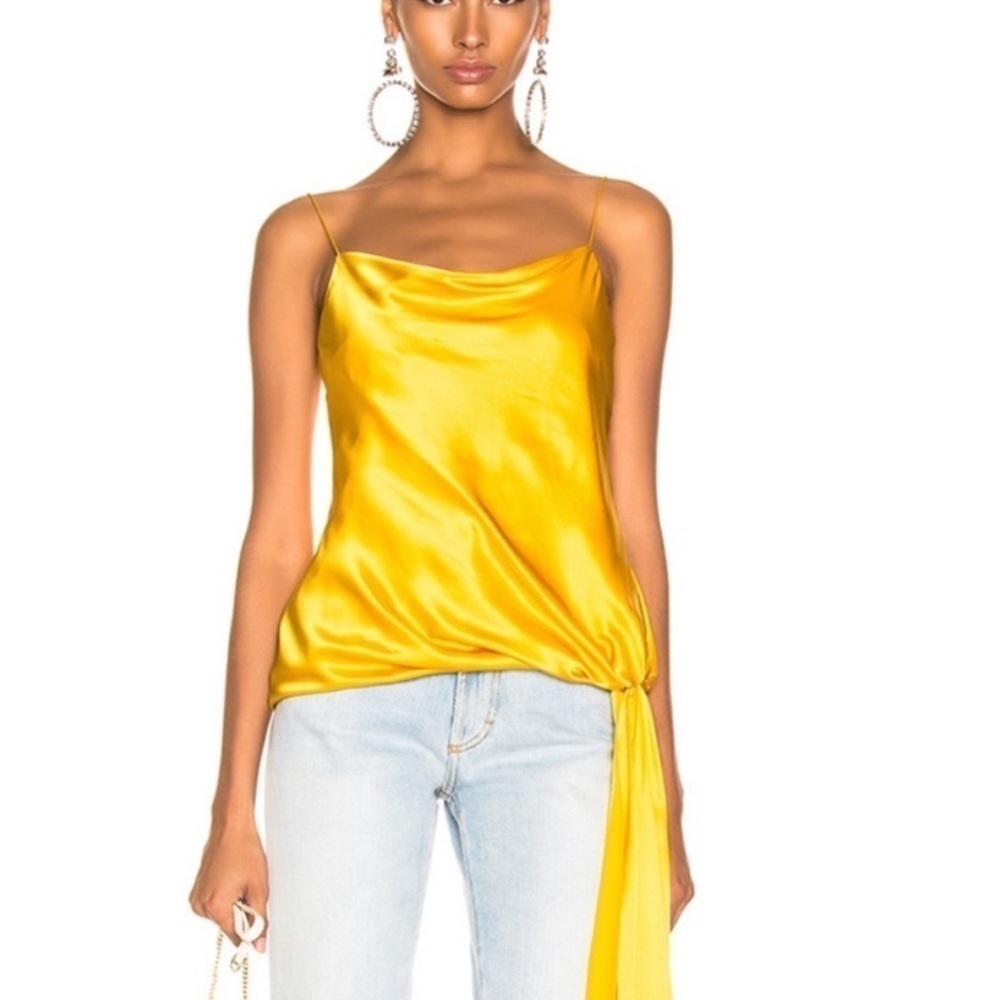 Cinq a Sept Solid Ryder Top Yellow Silky Camisole  NWT